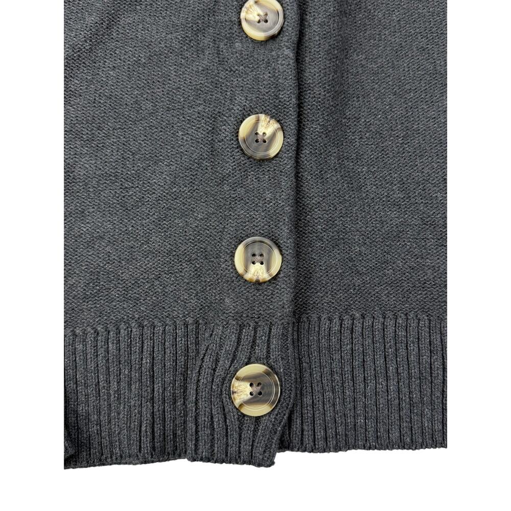 QUINCE Organic Cotton Cropped Cardigan Size Small Charcoal Gray - Picture 3 of 6